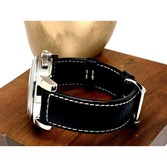 Jean Richard Men's Watch Sebring 25030 Swiss Automatic Black Dial Leather Band - Picture 10 of 13